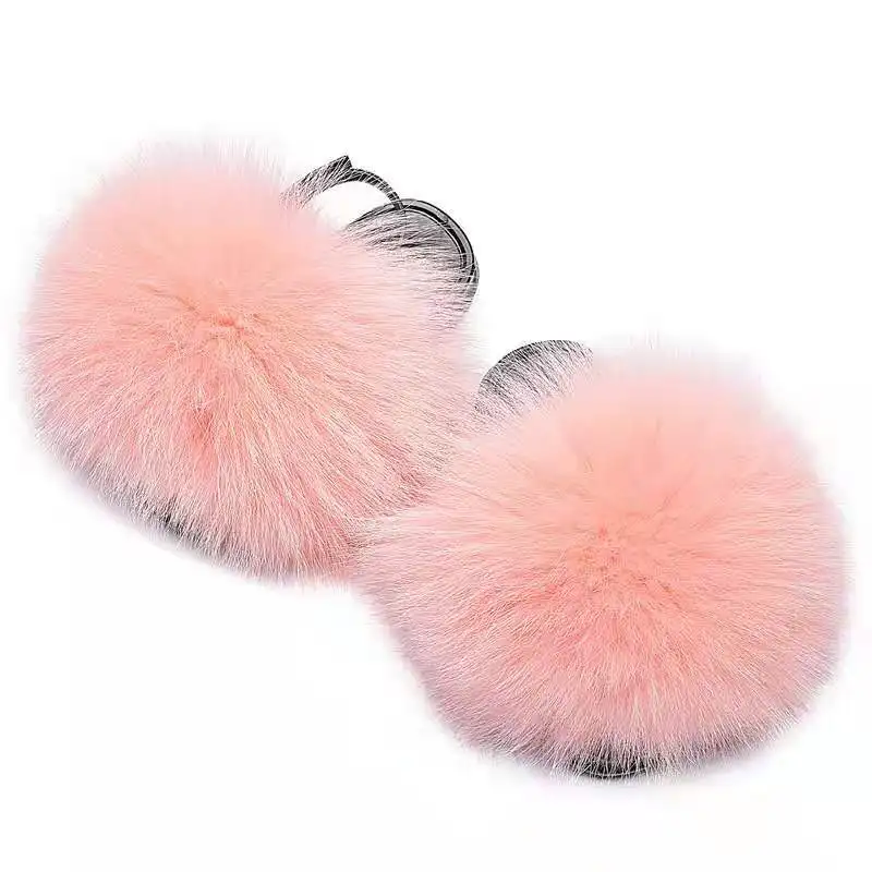  New Style Popular wholesale Real Fox Fur PVC Soft Comfortable Insole With Back Strap Kids
