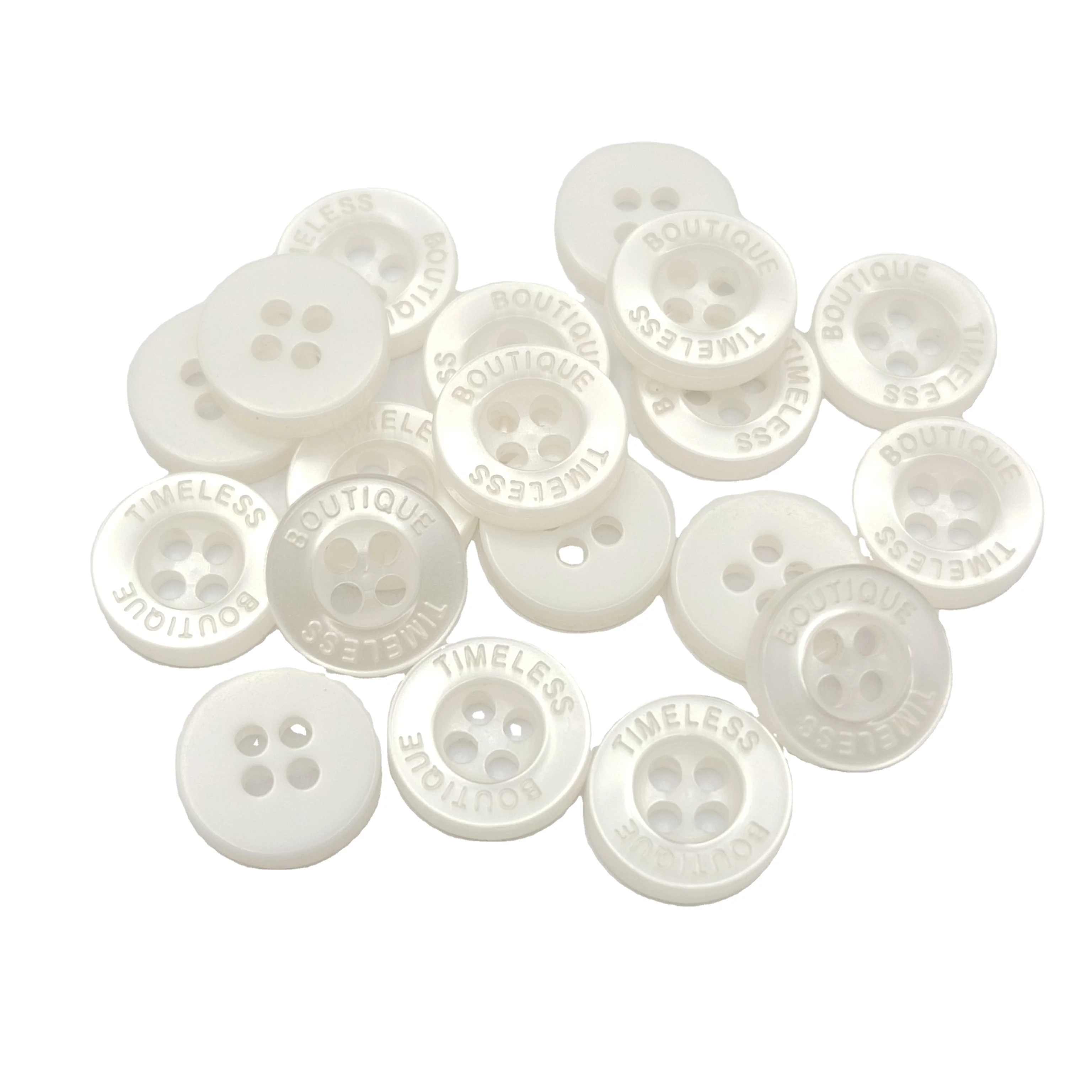 Oeko-tex 100 Custom Garment Round Button 4 Holes White Plastic Polyester Resin Shirt Button