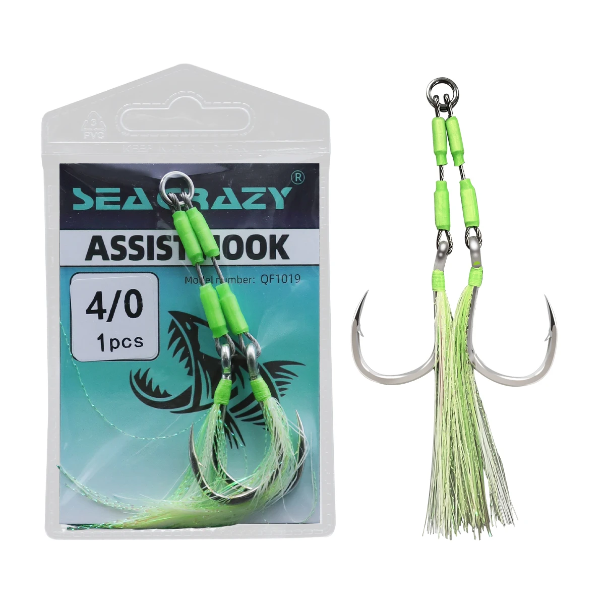 1/0~5/0 49 strand steel wire lead fish with luminous bright used for sea wolf anti bite line slow double hook bkk assist hook