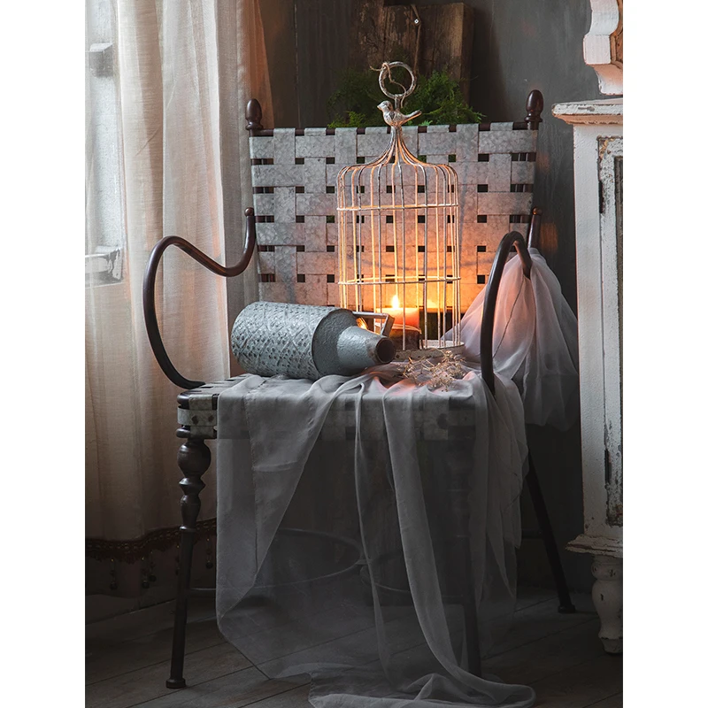 Retro Light Luxury French High White Small Garden Camping Metal Dinning Outdoor Chairs With Arm