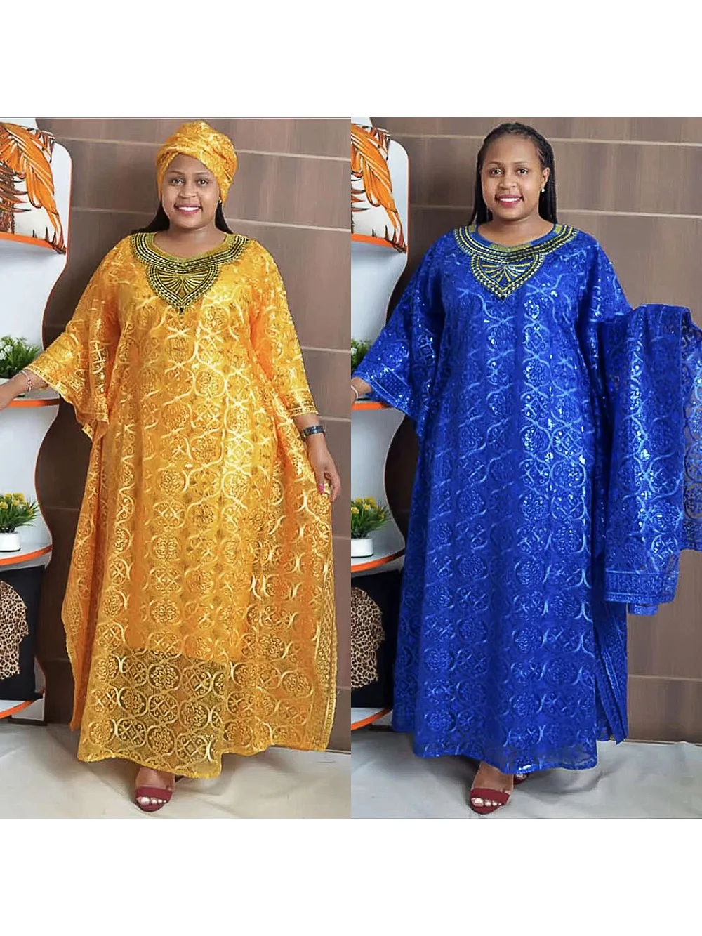 K0044 African embroidery three pieces set with inner hijab ladies dress for church custom women clothing suit robe set femme