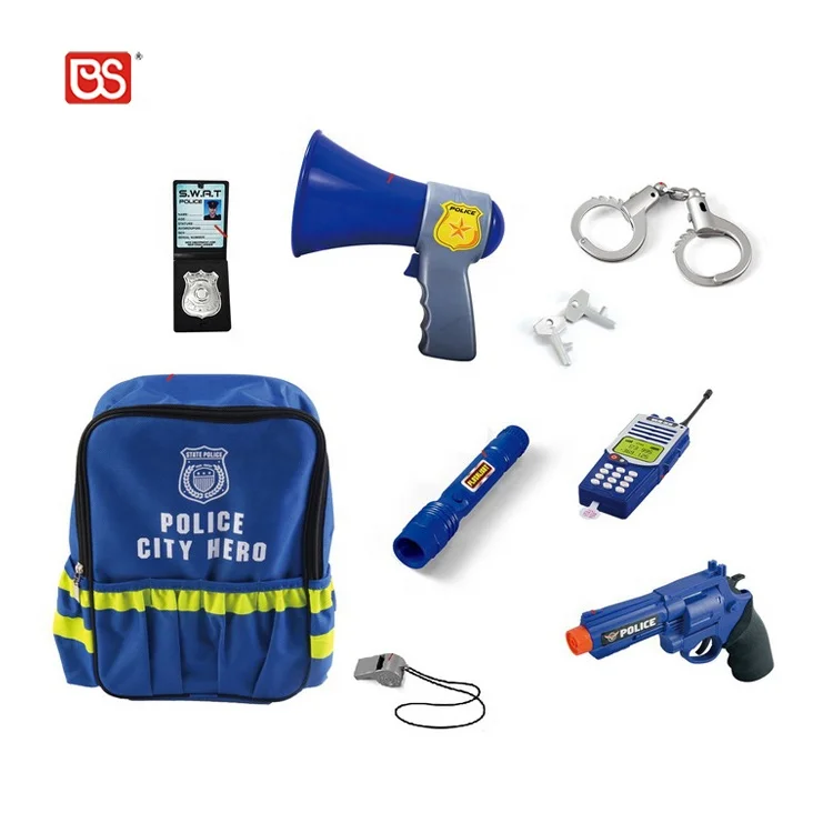 Игрушка BS для мальчиков 9 лет, трендовый продукт для детей, наручники Louospeaker, фонарик, ключ, переговорное устройство, пистолет, полицейский комплект, инструмент с задней крышкой
