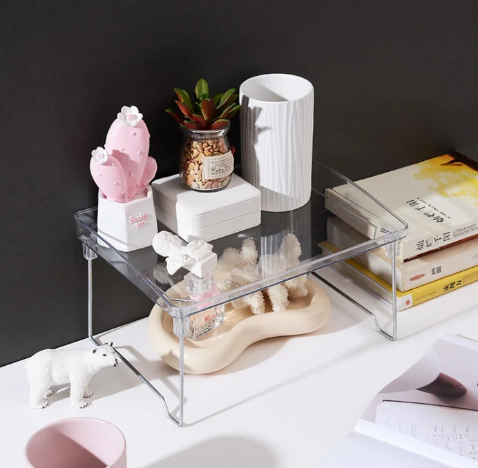Wholesale Stackable Shower Shelf Plastic Clear Bathroom Organization Multifunctional Foldable Bathroom Rack