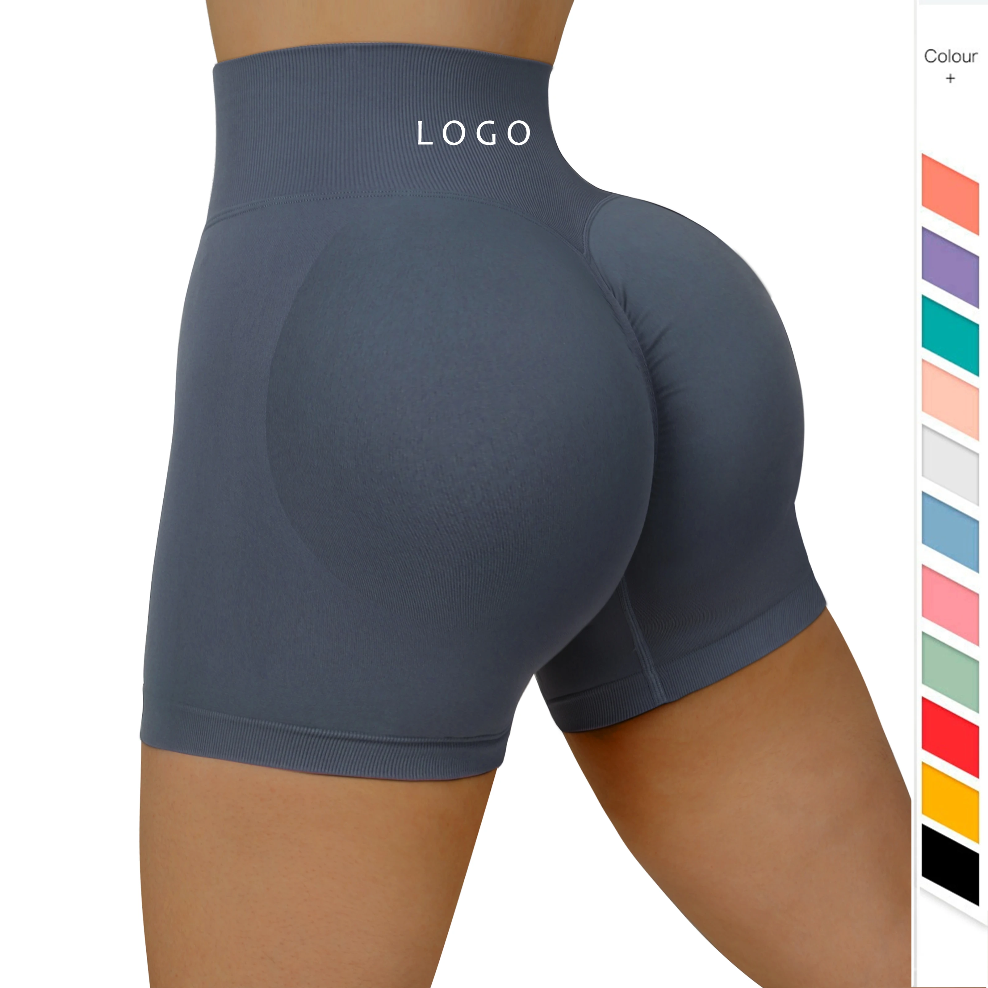 Custom Logo Seamless Butt Scrunch Shorts Gym Fitness Yoga Wear High Waist Women biker Shorts Sportswear Workout Yoga shorts