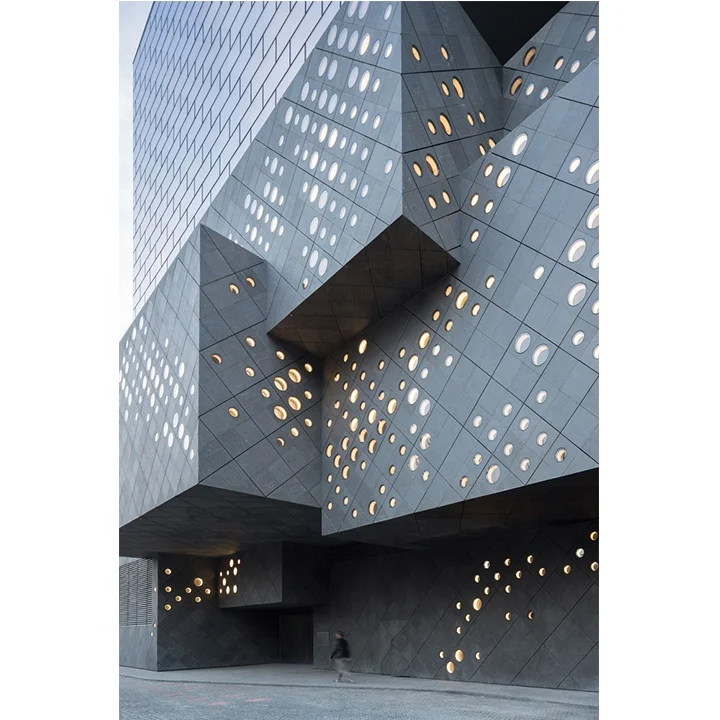 Exterior laser cut perforated metal facade curtain wall cladding steel curtain wall