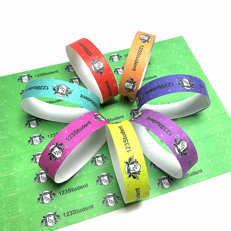 New Product Custom School Event Wristbands Identification Wrist Bands Waterproof Paper Tyvek Wristband