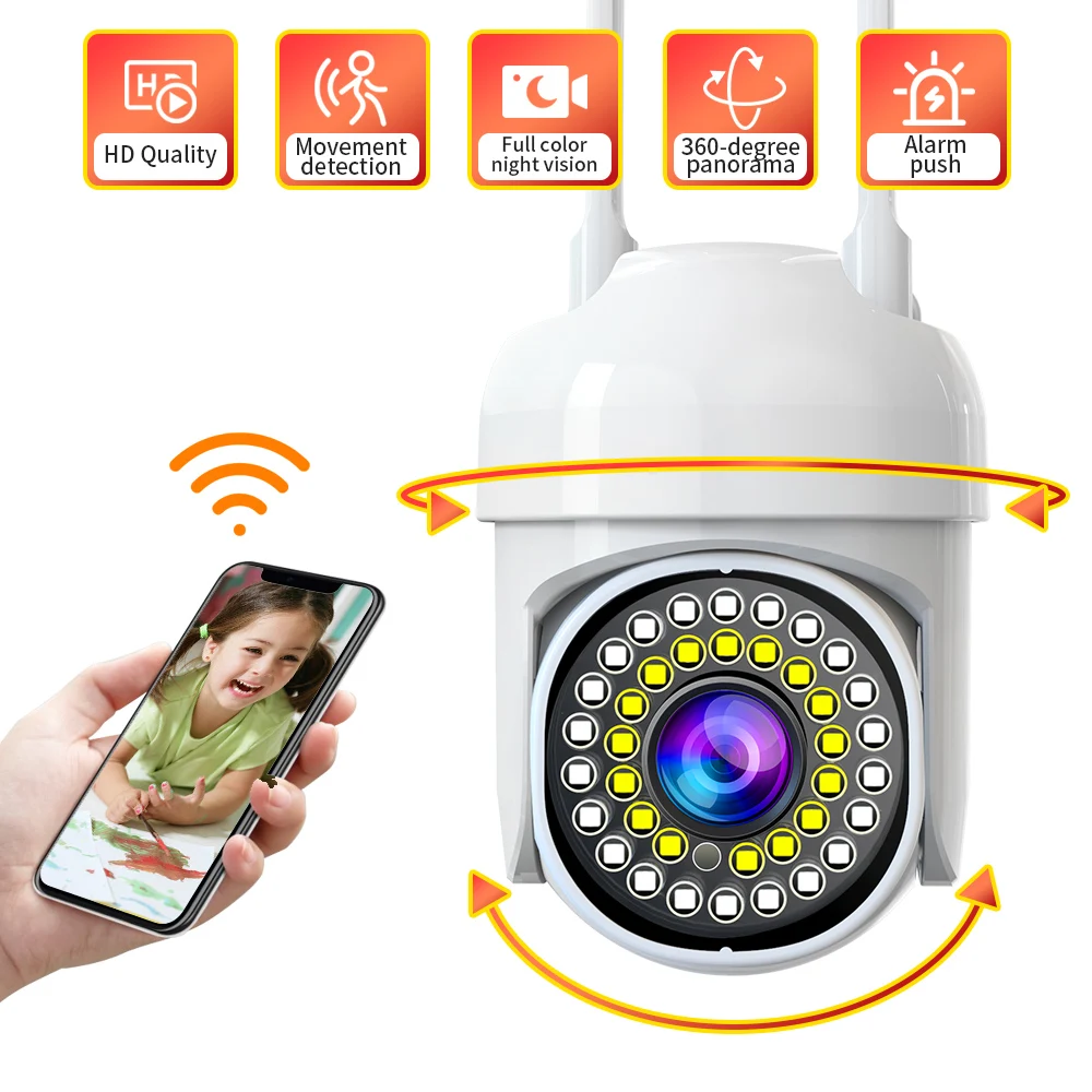 PTZ IP Camera Wifi Outdoor AI Human Detection Audio 1080P Wireless Security CCTV Camera P2P RTSP 4X Digital Zoom Wifi Camera