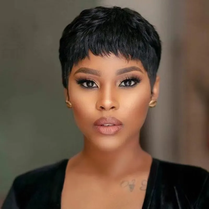 Short Hair Female Wig African Short Hair Chemical Fiber Mechanism Headgear Wholesale European and American Fashion Tl486