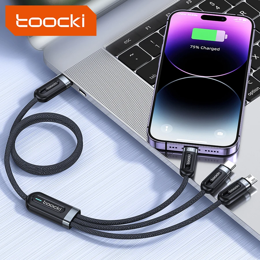 Кабель 3 в 1 для передачи данных Toocki 66 Вт