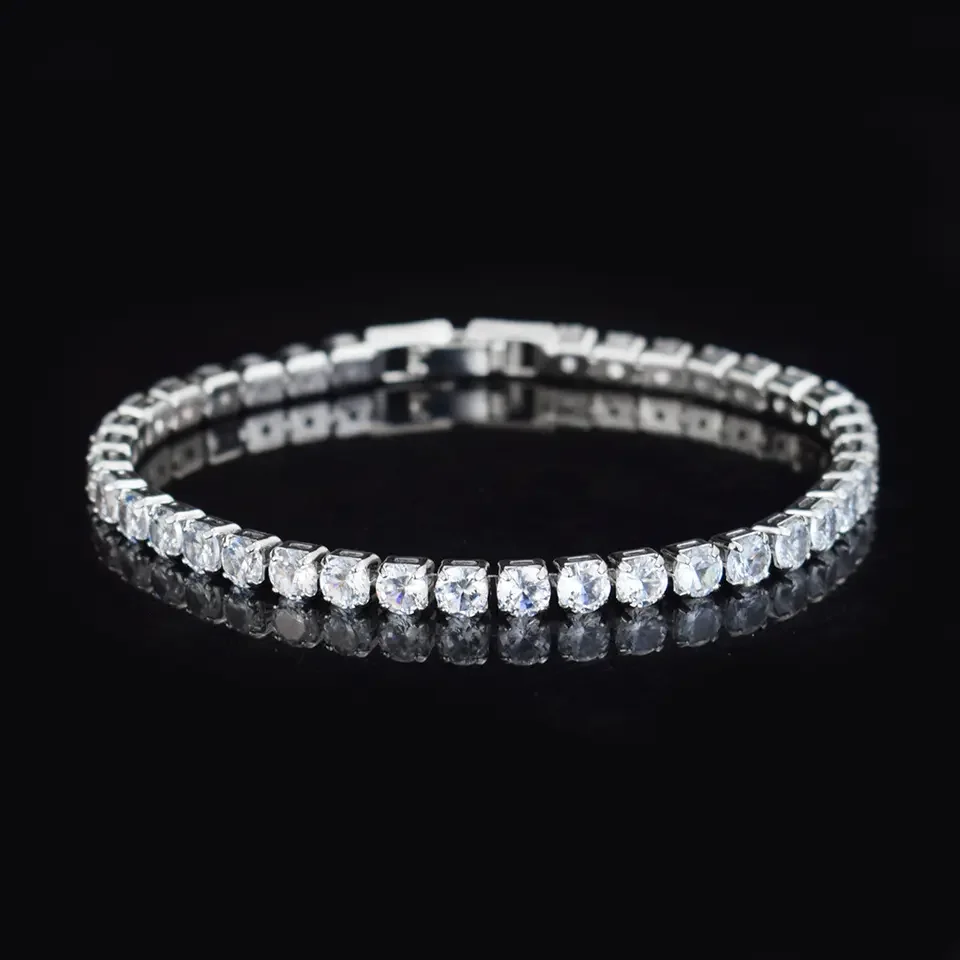 High quality 4mm Tennis Bracelet Gold Silver Color Cubic Zirconia Jewelry Iced Out Chain Crystal Diamond Bracelet for Women