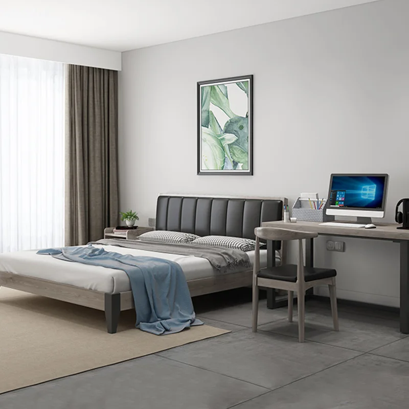 
Modern Bedroom Furniture Multifunction Leather wood Storage Bed set 