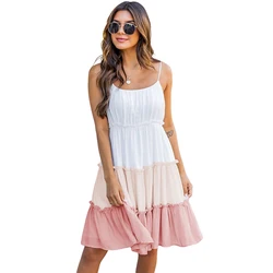 Hot Sale 2023 Colorblock Sleeveless Casual Fashion Elegant Women Summer Dress