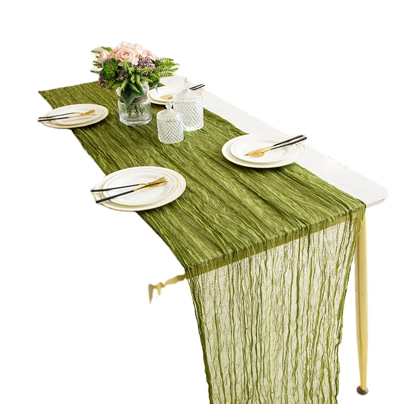 bohemian wrinkled luxury table runner polyester fancy table runner for hotel wedding