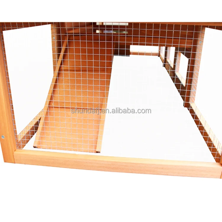 SDR014-01 Wooden Rabbit Hutch Bunny Hutch Guinea Pig House with Removable Tray Double Ramp