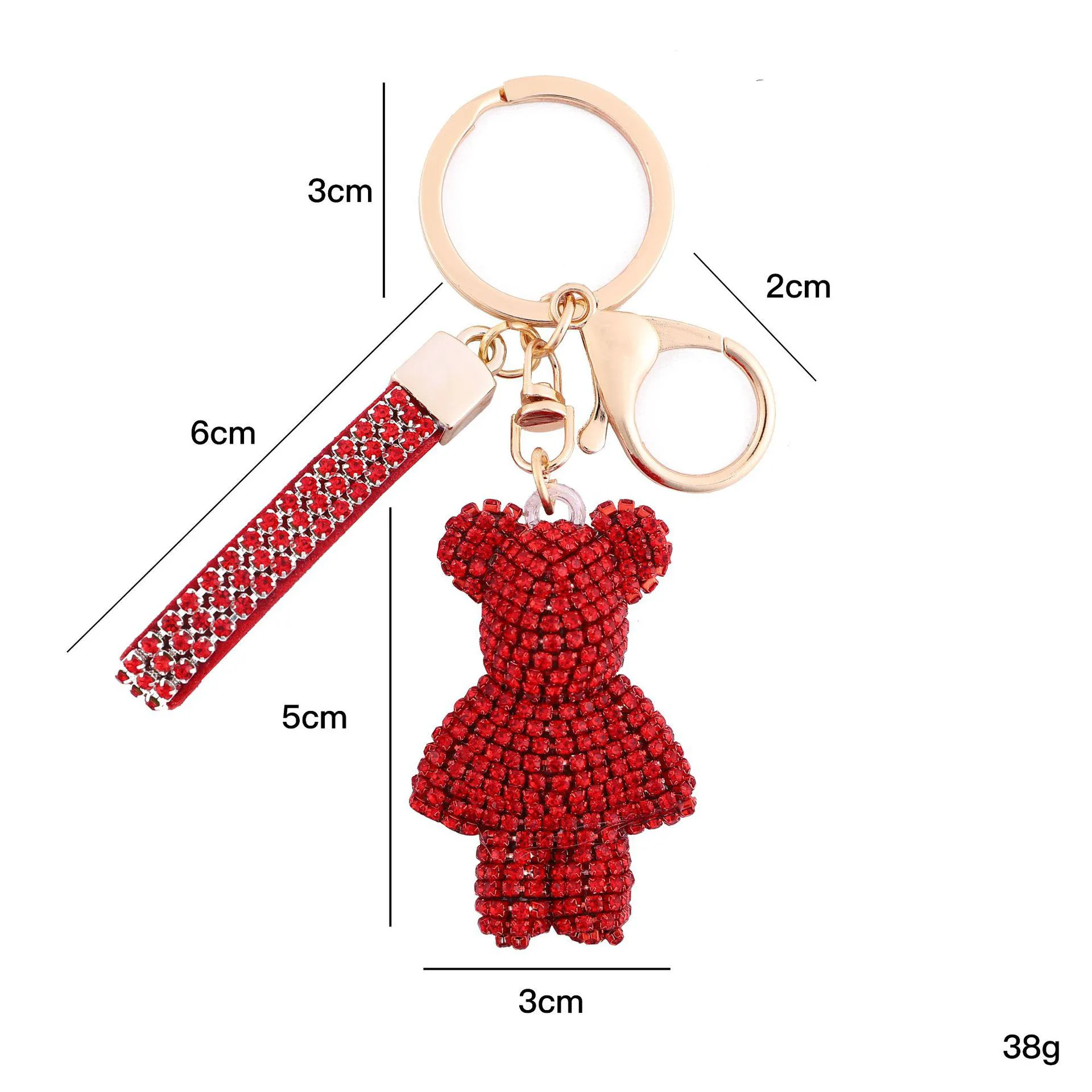 Charm Blingbling Pendant Crystal Cartoon Bear Keychain With Diamond Doll Accessories Gift Car Bag Pendant Rhinestone Key Ring
