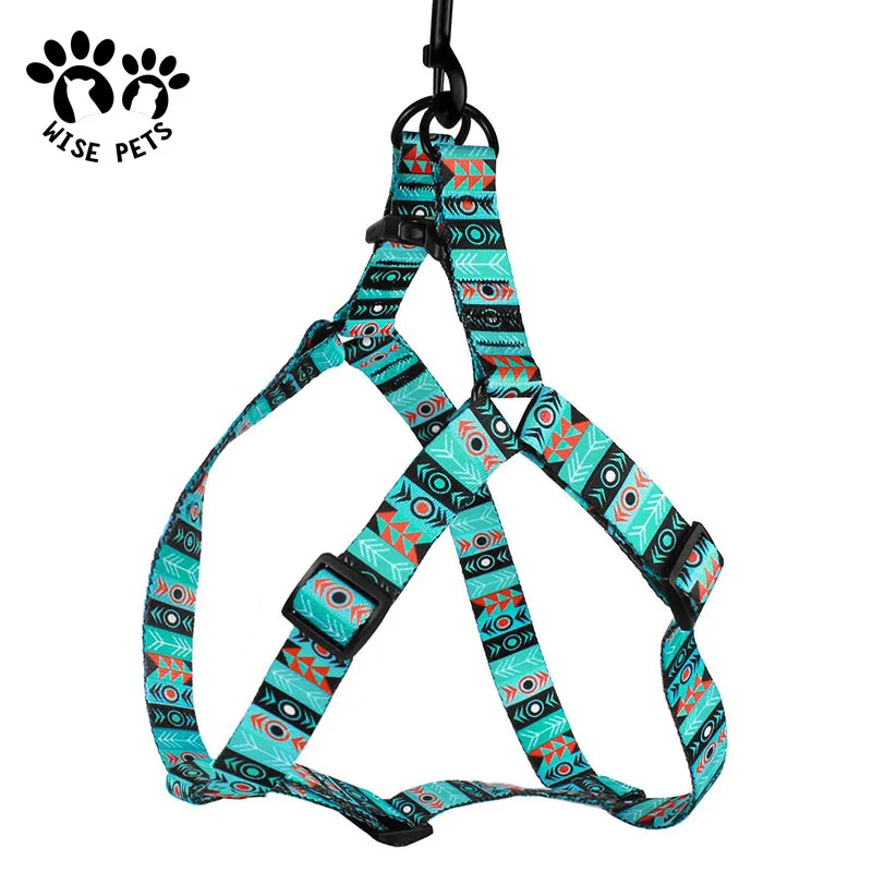 High Quality Pet Harnesses Collar Lead Set Custom Heat Transfer Printed Dog Cat Harness And Leash Set For Walking Training