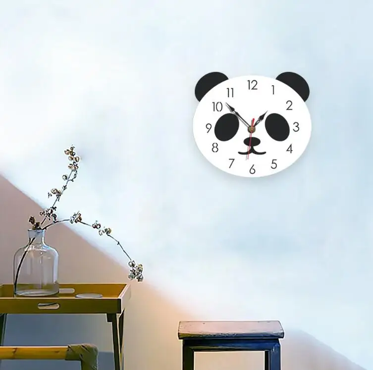 PMMA Acrylic Hanging Wall Clock with mute movement with Panda shape