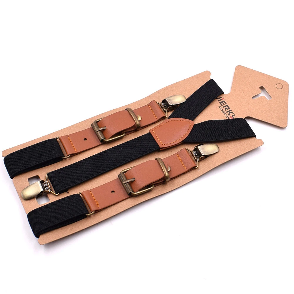 Подтяжки для мужчин и женщин, из ПУ кожи, на 3 клипсах, 2,5x115 см