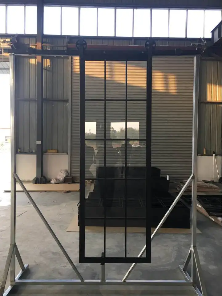 Premium Ameica/Europea Style Quality Smooth Iron Barn Doors  Powder Coating Steel Sliding Window and Doors with Screen