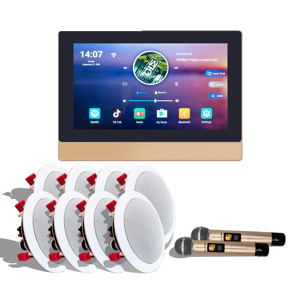 7 дюймов сенсорный экран HD Wi-Fi Hi-Fi умный дом аудио система караоке зоны усилитель динамик с