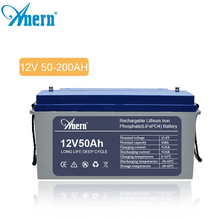 Anern lifepo4 12v 60ah solar panel lithium ion battery ups charger controller