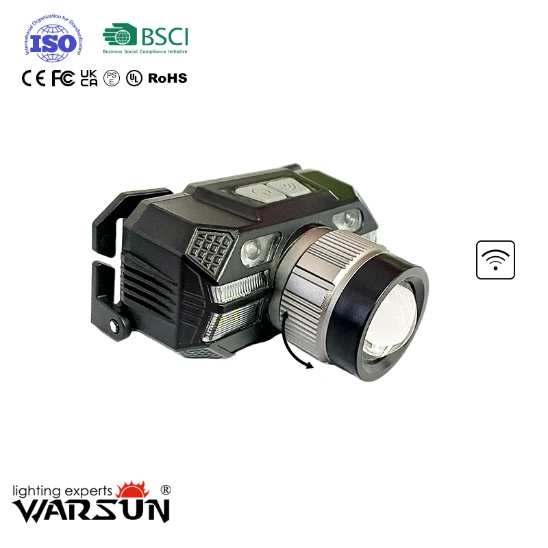 WARSUN RTS MD09 Induction Type 500lm Multiple Light Head Lamp Source Red Light Warning Endurance Work Hiking Fishing Headlamp