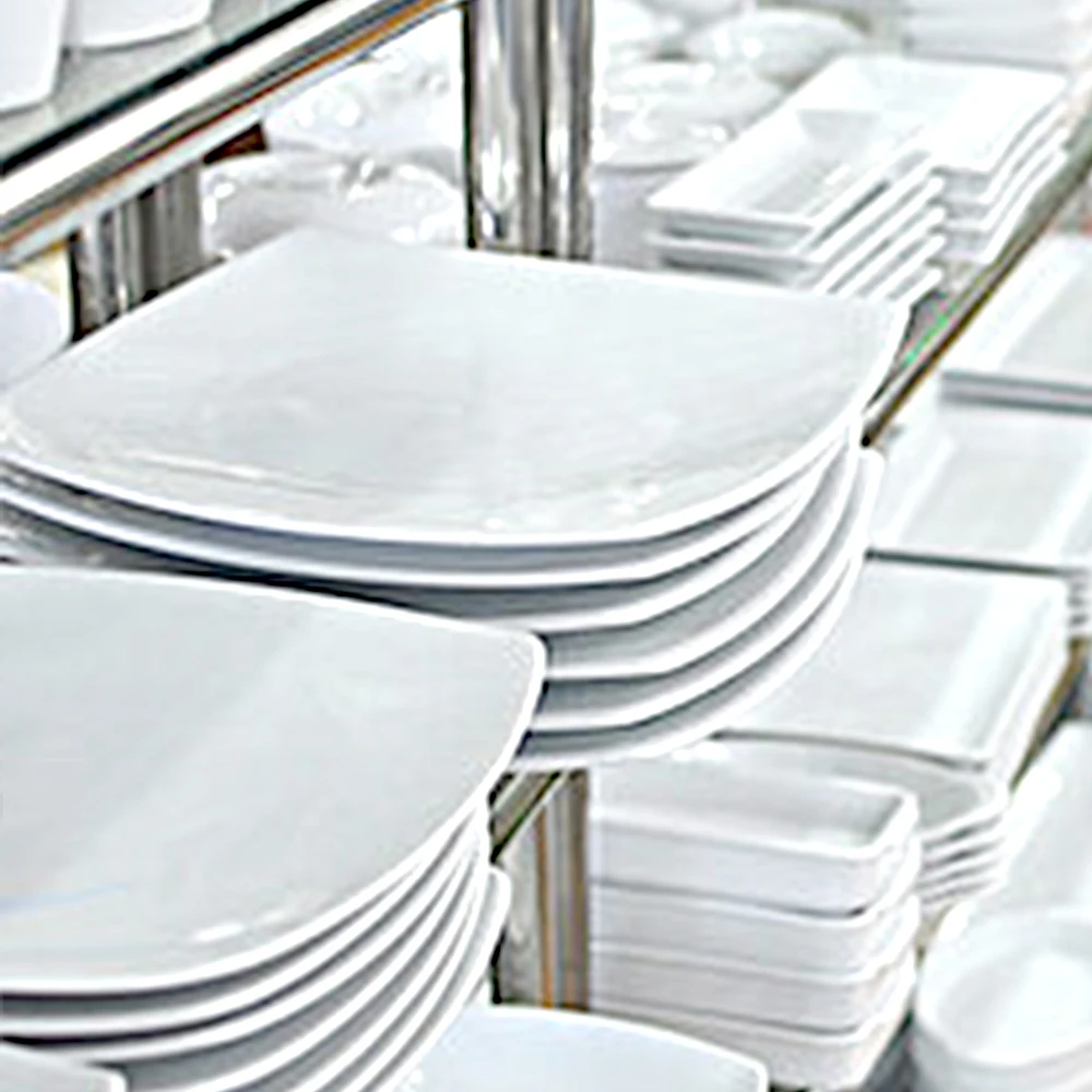 Cheap  Direct Sell  Kitchen all White porcelain ceramic restaurant Plates sets assiette porcelaine blanc vaisselle en gros vrac