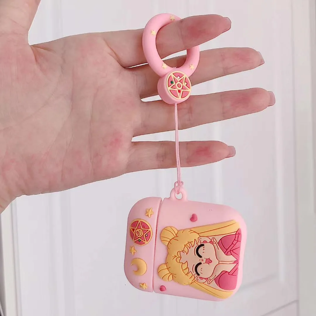 sailor moon beatiful girl cartoon high quality silicone earphone case for i9s/i10/i11/i12/i13/i17/i23/i25/i27/i100