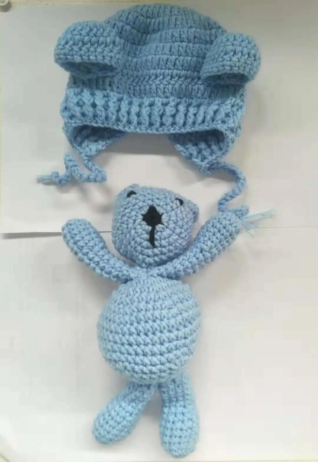 New hand-woven baby photography clothing bear doll hat