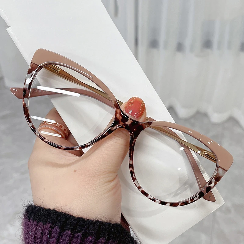 Custom Logo Fashion Womens Cat Eye TR90 Anti Blue Light Blocking Eyeglasses Glasses Optical Frame Gafas