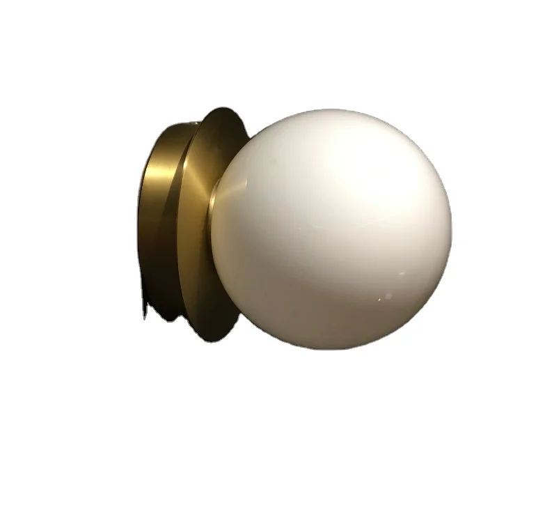 Modern classic light brass color  led  lamp iron glass ball shade wall lamp with glass shades  reflectors