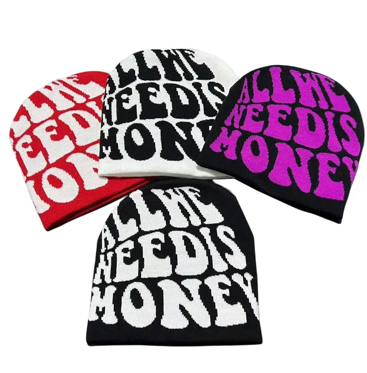 Fashion HipHop Winter Warm Beanie Hat Hip Hop Style Letter Qacquard Unisex Knitted Beanie Caps