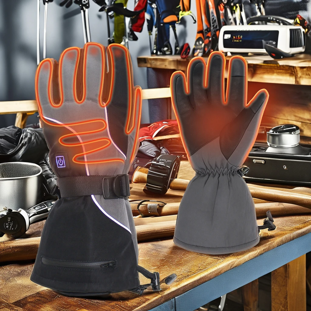 3 Adjustable Heating Setting Winter Gloves Women H Rechargeable Liners Ski Leather Electric Heated Gloves For Motorcycles