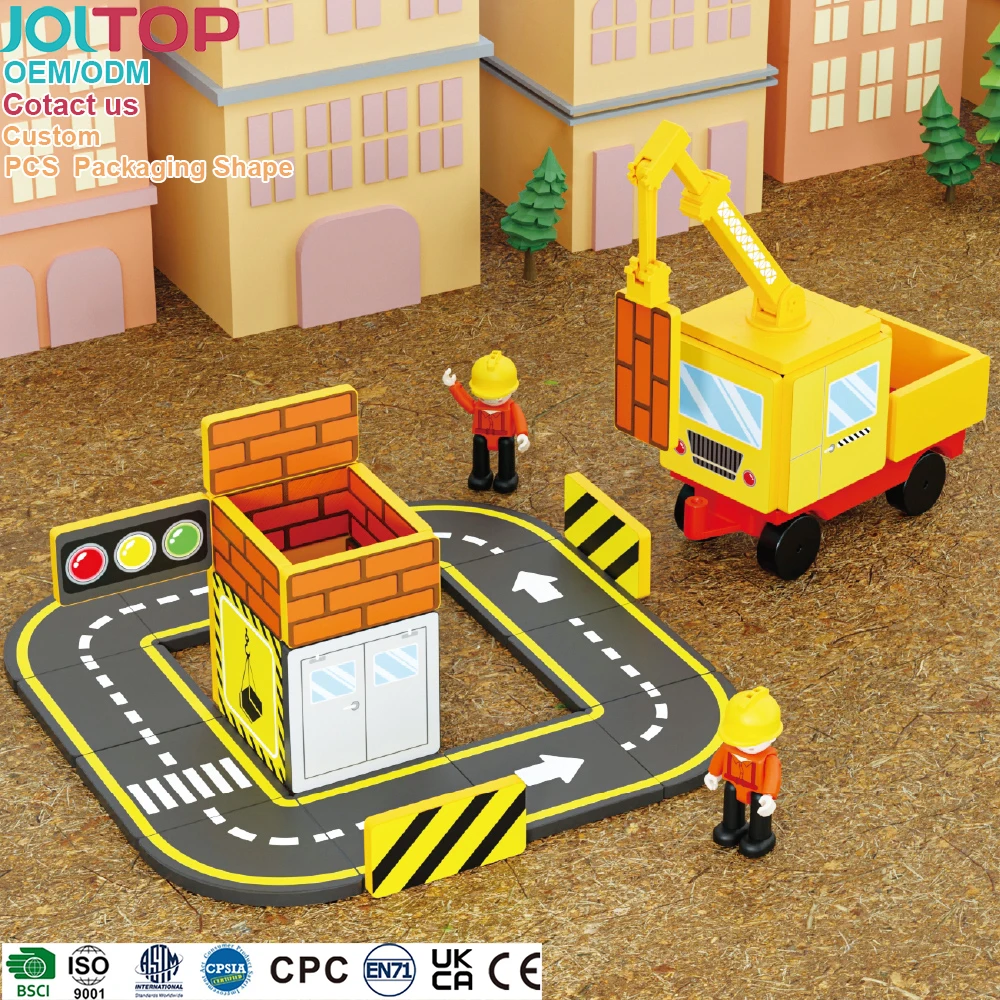 Wholesale OEM ODM Custom Construction Crane Toy Set Educational Magnet Building Block Kids Toys Sets