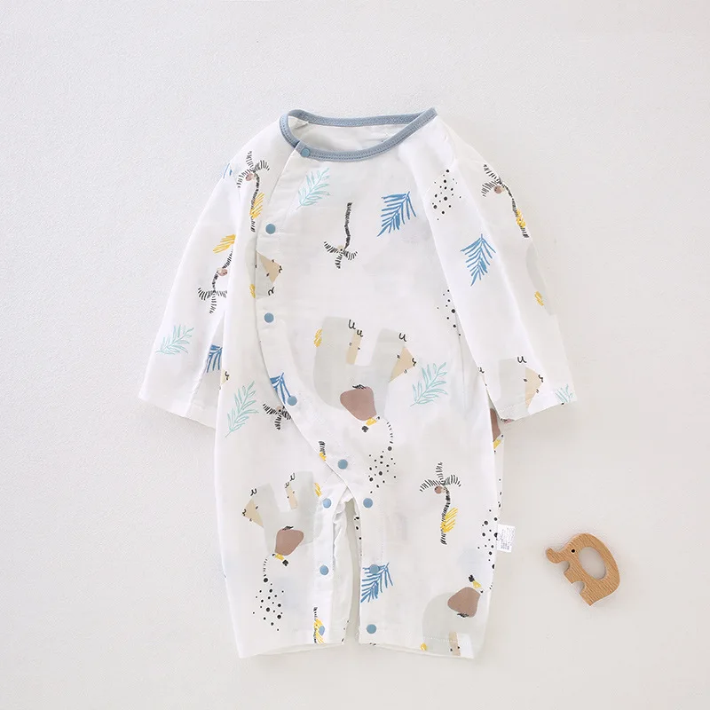 Summer Wholesale Bamboo Cotton Soft Long Sleeve Air Conditioning Pajamas Boutique Knitted Romper Baby