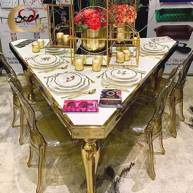 
Luxury restaurant banquet hall triangle dining event mdf table for weddings 