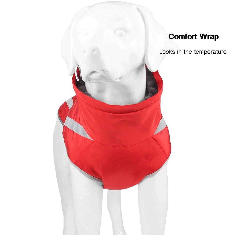 Rainproof Large Dog Clothes Reflective Comfortable Windproof Padded Warm Coat For Dog Leash Hole Dog Apparel