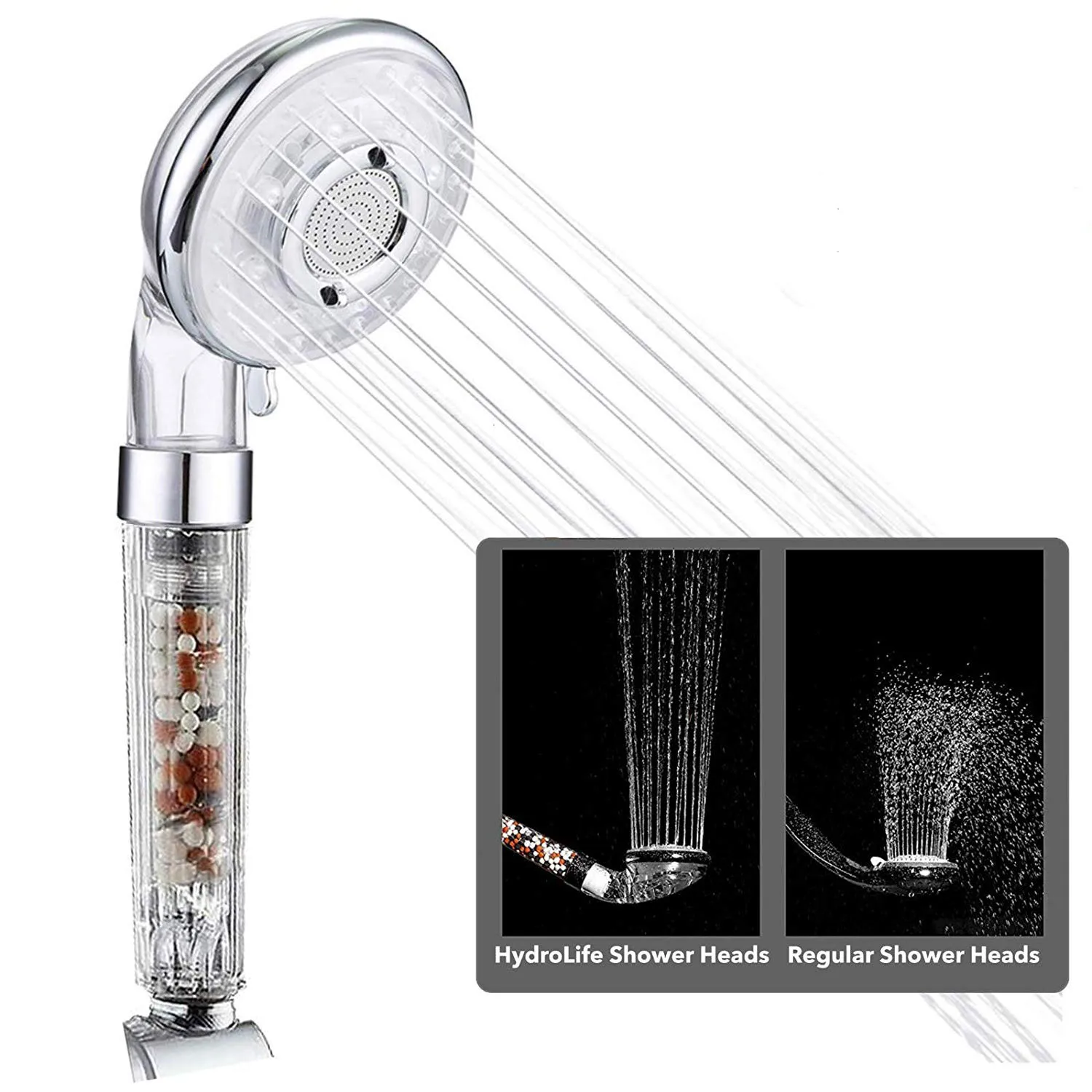 Filter water 4 jet increase pressure ionic  handheld shower head with rotating tube