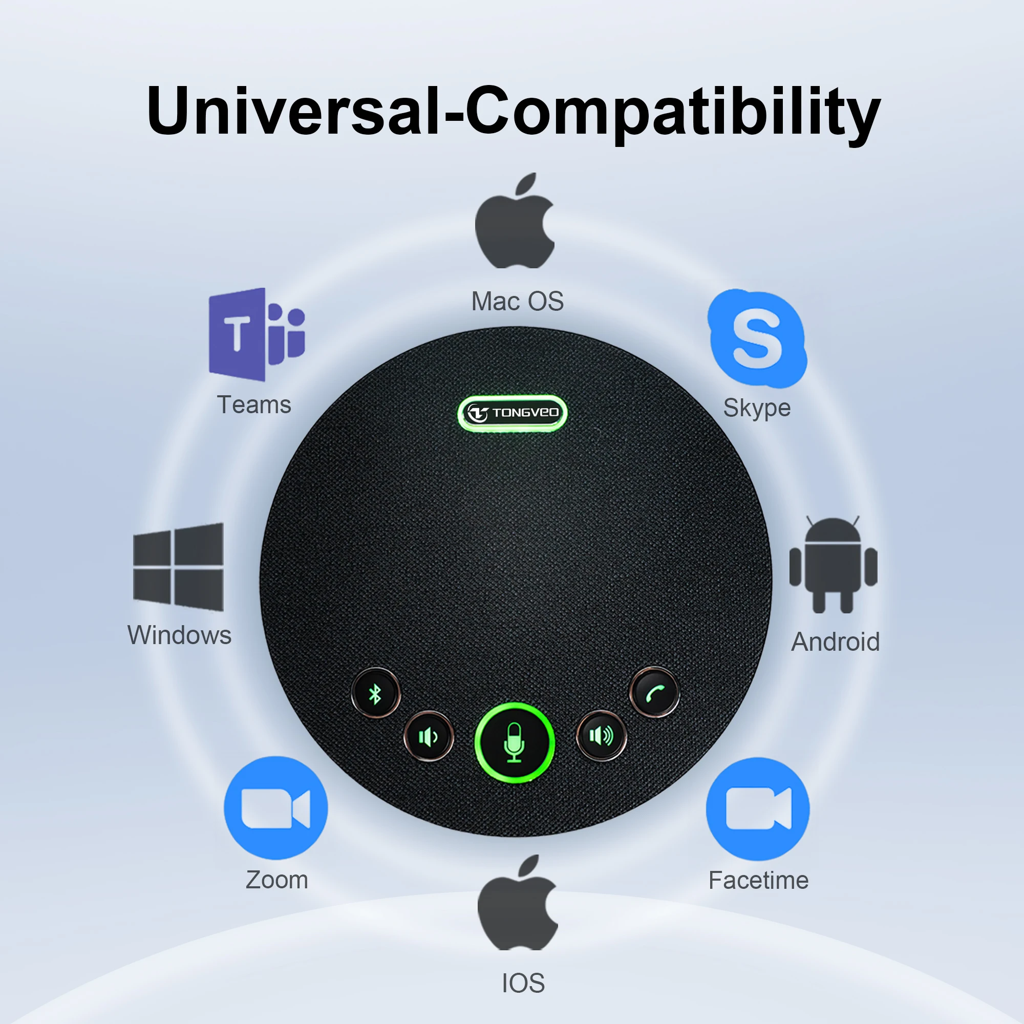 Hot Sale BT wireless 5 meters voice pickup range full-duplex omnidirectional speakerphone