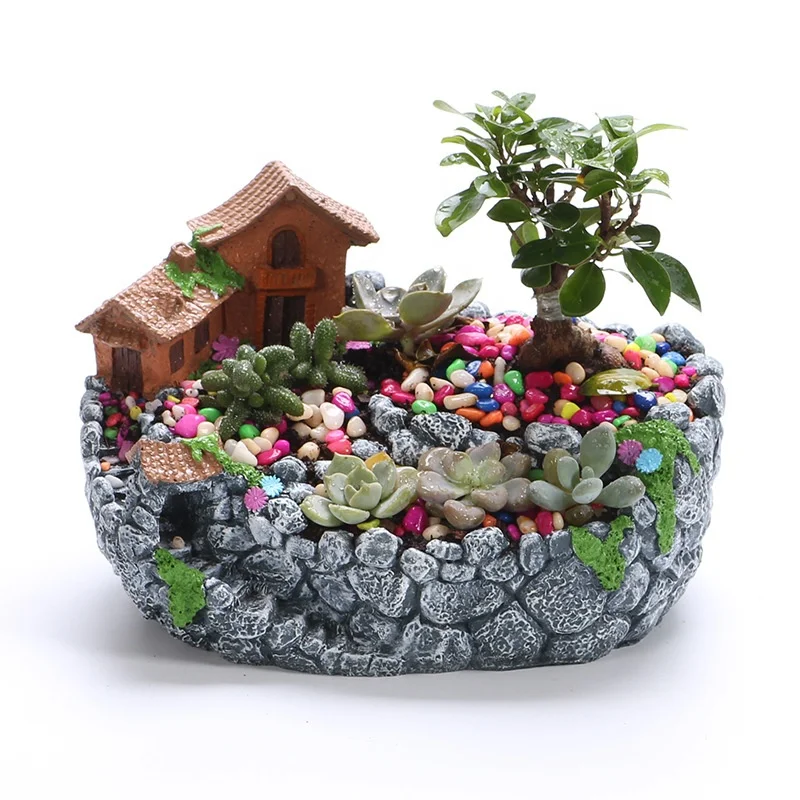 On Clearance Resin Cactus Succulent Plant Pot Garden Decorations Home Indoor Decor Micro Landscape Flowers Succulent Plants Pot