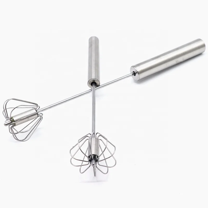 Rotary manual hand stainless steel egg whisk egg beater mixer function with stainless steel handle