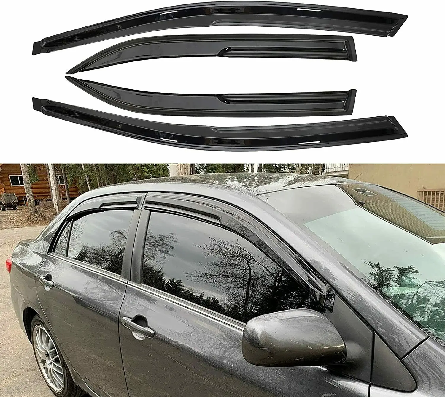 Fits for Toyota corolla 2009 2010 2011 2012 2013 Side Window Visor Vent Trim Sunshade Rain Wind Deflector Guard smoke tinted