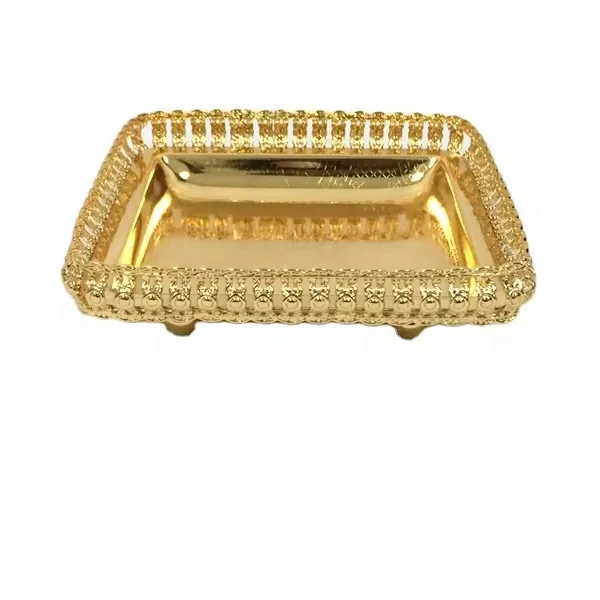 Hot Sale Light Luxury Iron Cafe Tray for Household Kitchen Serving Trays With Metal Handles for Wedding Restaurant