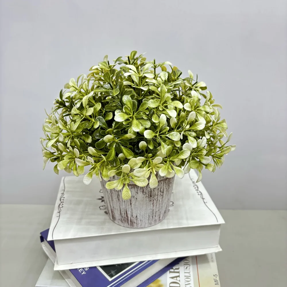 Nordic Unique Eco-friendly Bonsai Flowerpot Cabbage Leaves Planter Powder Coating Home Desktop Decorative Artificial Flowers