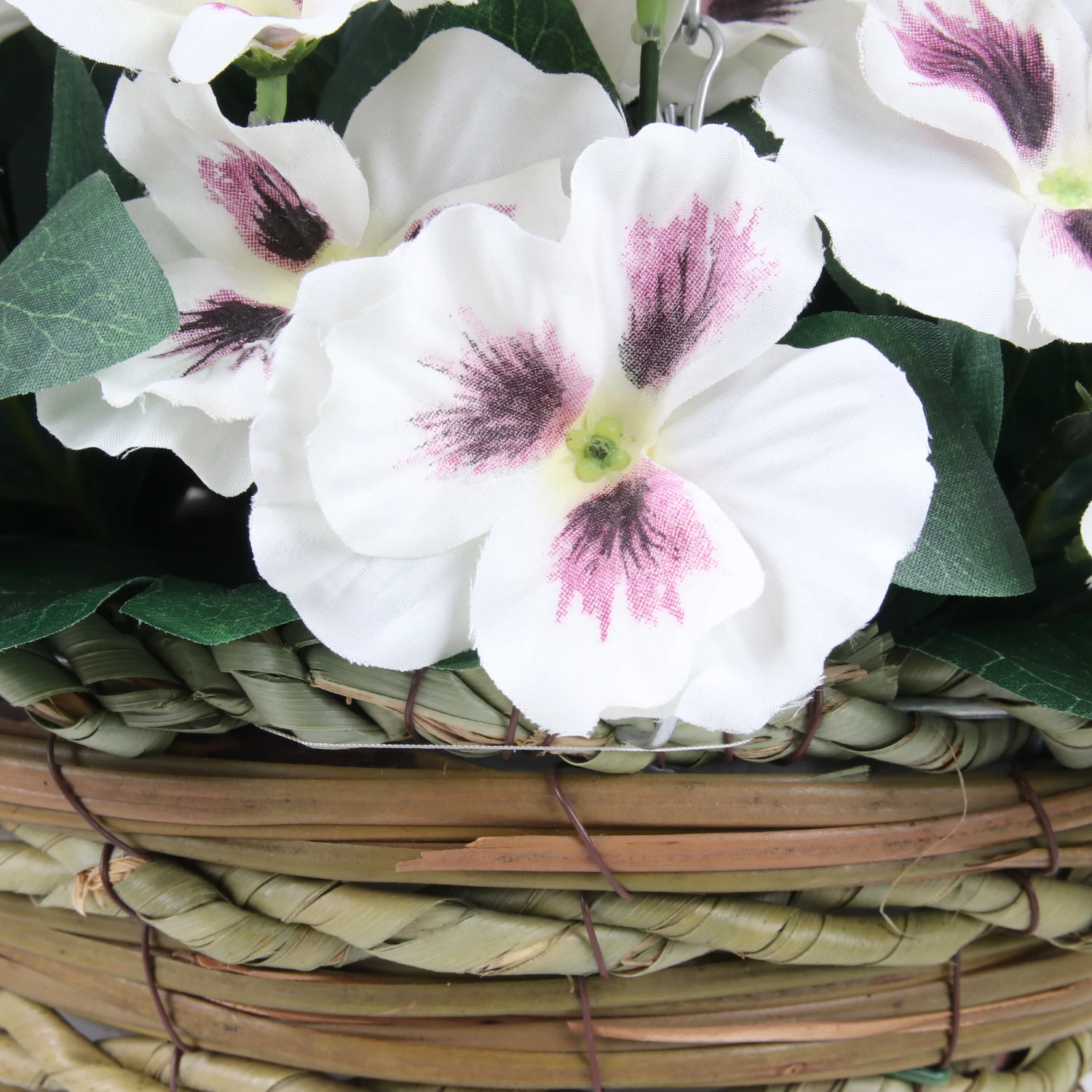 China customized handmade hanging silk artificial flower hanging basket for outdoor indoor decoration