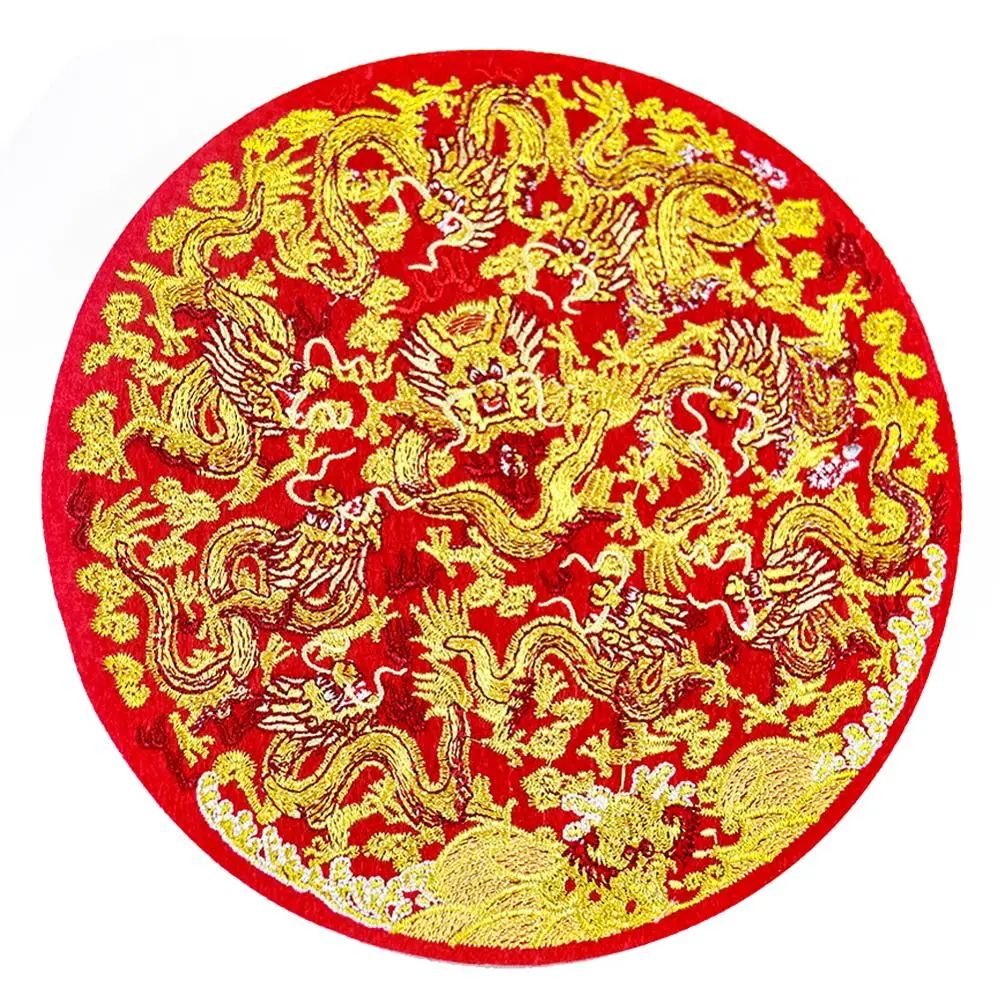 Выполненный на заказ высокого качества; Большие размеры; По длине стельки красного и золотого цвета смешанные цвета с вышитым китайским драконом в патч DIY аксессуары для одежды