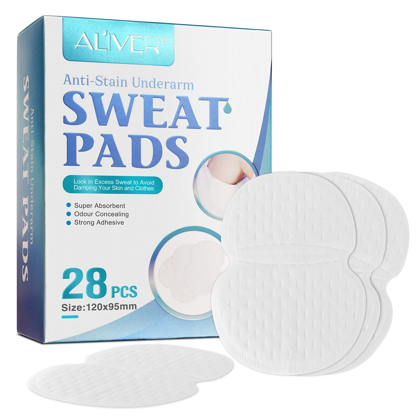 ALIVER High Quality Disposable Armpit Sweat Absorbent Pad Breathable Cotton Anti Underarm Sweat Pads