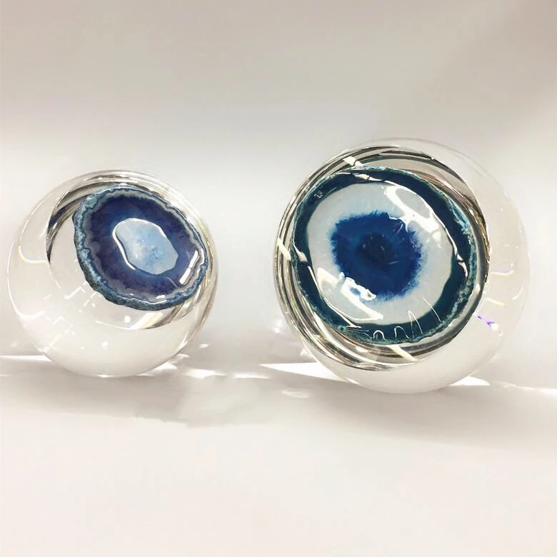 
Blue agate crystal ball stone decoration handicraft ornaments home accessories 
