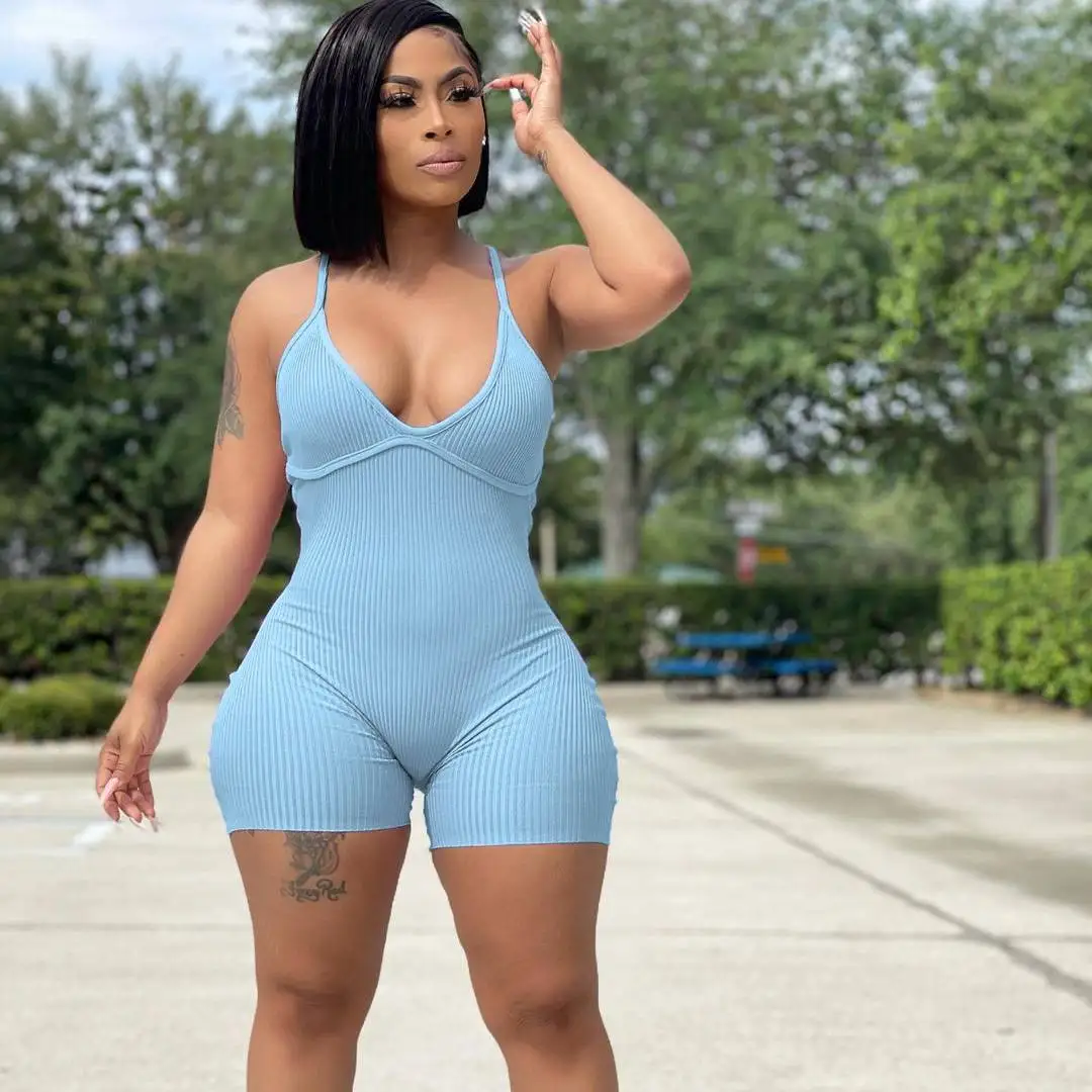 Solid Halter Jumpsuit Women 2023 Hollow Out Shorts Rompers Elastic Overall Female Hot Skinny One Piece Streetwear Jumpsuit