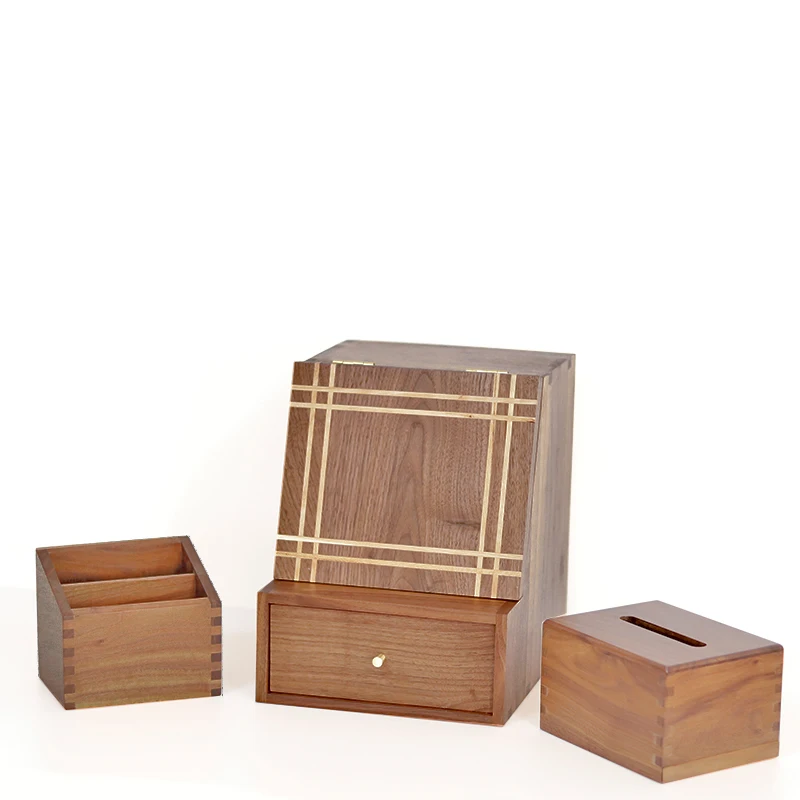 
WOODSPACE Cosmetic storage box desktop shelf skin care products lipstick storage box with cosmetic mirror dresser jewelry box 